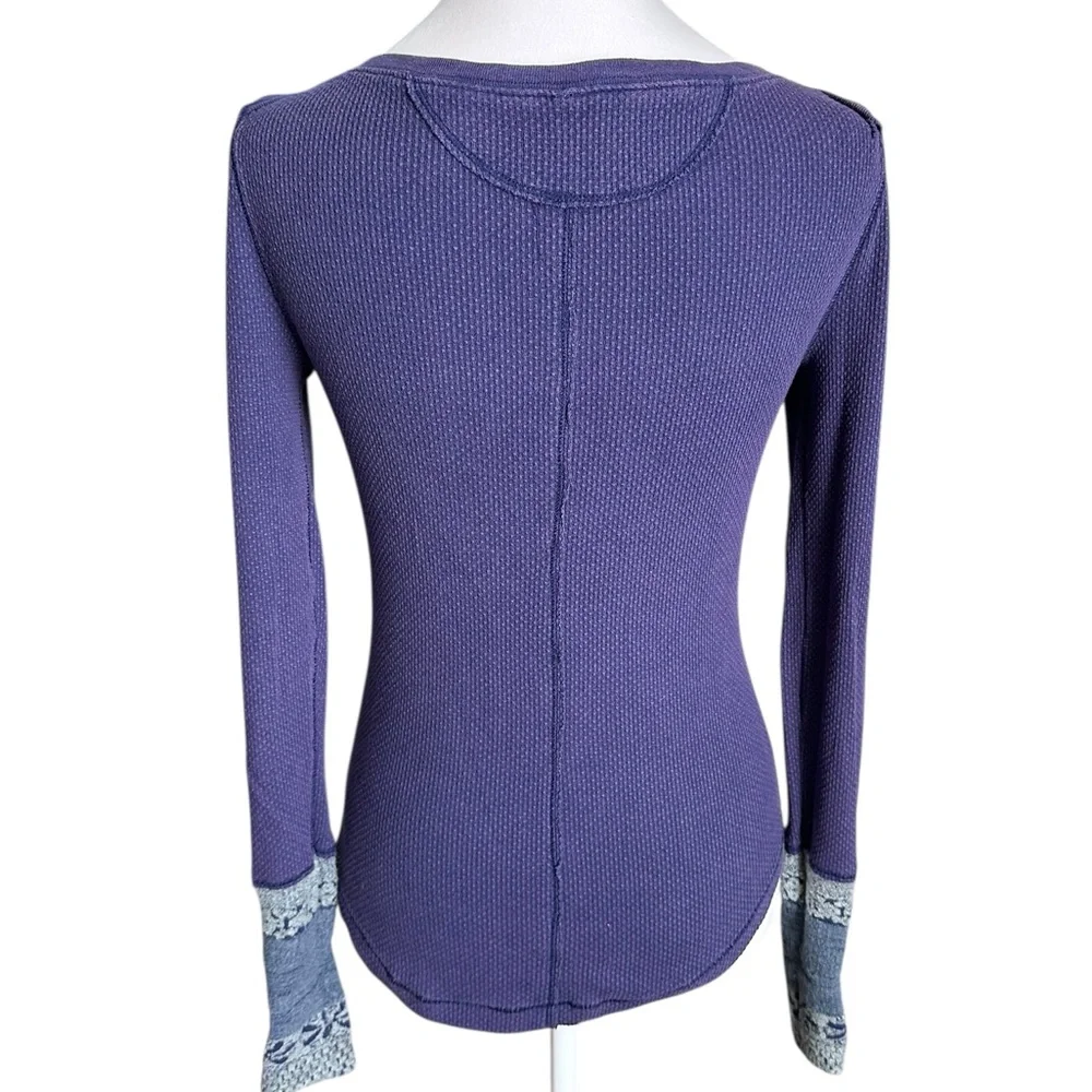 Free People Women's XS Newbie Rosy Cuff Thermal Purple Top - Picture 4 of 17